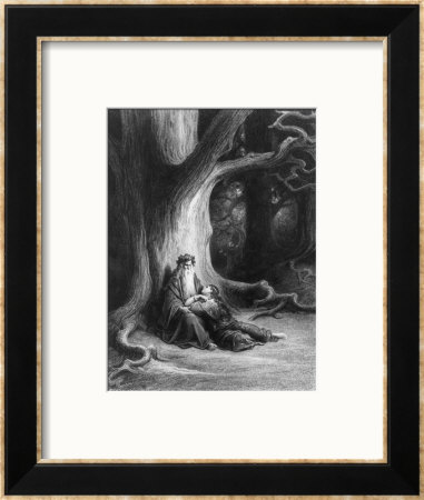 The Enchanter Merlin And The Fairy Vivien In The Forest Of Broceliande, From Vivien by Gustave Doré Pricing Limited Edition Print image