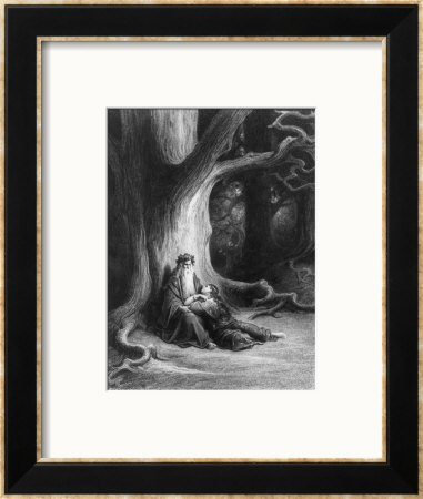 The Enchanter Merlin And The Fairy Vivien In The Forest Of Broceliande, From Vivien by Gustave Dore Pricing Limited Edition Print image
