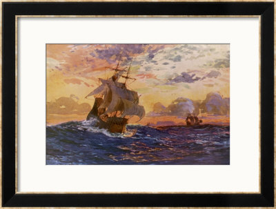 Vasco Da Gama's Ships Off The Coast Of Africa On Their Way To The Indies by O. Rosenvinge Pricing Limited Edition Print image