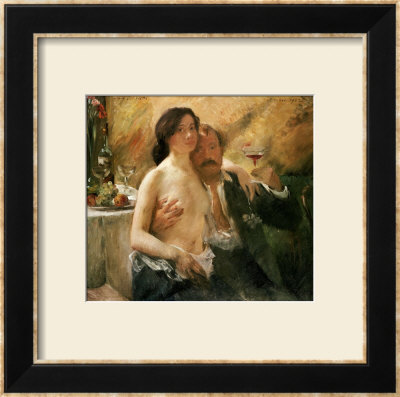 Self Portrait With Nude Woman And Glass by Lovis Corinth Pricing Limited Edition Print image