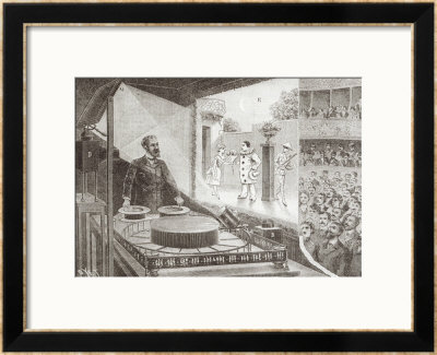 The Theatre Optique And Its Inventor Emile Reynaud With A Scene From Pauvre Pierrot by Louis Poyet Pricing Limited Edition Print image
