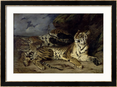 Jeune Tigre Jouant Avec Sa Mere by Eugene Delacroix Pricing Limited Edition Print image