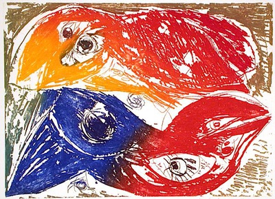 Les Inseparables by Carl-Henning Pedersen Pricing Limited Edition Print image