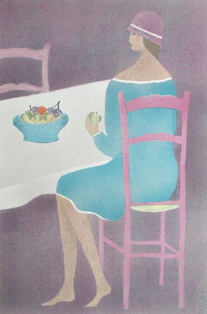 Femme A La Robe Bleue by Claire Astaix Pricing Limited Edition Print image