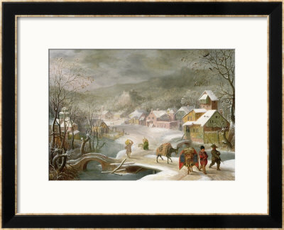 A Winter Landscape With Travellers On A Path by Denys Van Alsloot Pricing Limited Edition Print image