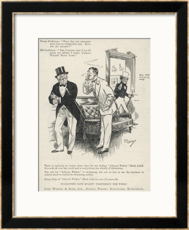 Two Gentlemen Discuss The Merits Of Black Label Whisky by Leo Cheney Pricing Limited Edition Print image