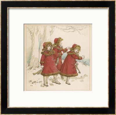 Three Girls Set Off To Go Skating by Kate Greenaway Pricing Limited Edition Print image