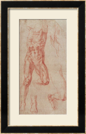 Study Of A Male Nude, Stretching Upwards by Michelangelo Buonarroti Pricing Limited Edition Print image