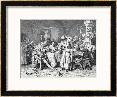 German Monks Entertain A Visitor With The Wine Of The Cloister by W. Grubner Pricing Limited Edition Print image