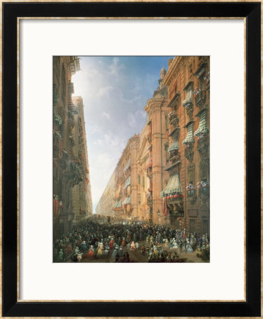 Procession Of Corpus Christi In Via Dora Grossa, Turin by Carlo Bossoli Pricing Limited Edition Print image