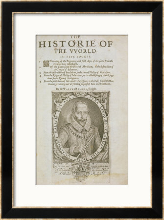Portrait Of Sir Walter Raleigh Title Page From The Historie Of The World By Sir Walter Raleigh by Simon De Passe Pricing Limited Edition Print image