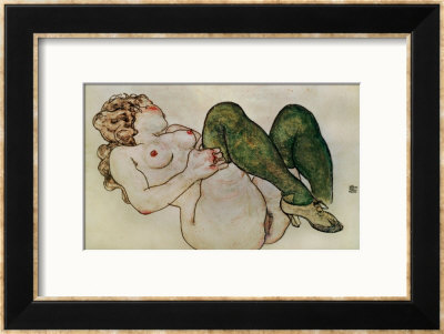 Nude With Green Stockings, 1918 by Egon Schiele Pricing Limited Edition Print image