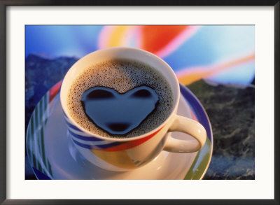Cup Of Coffee With Foam In The Shape Of A Heart by Henryk T. Kaiser Pricing Limited Edition Print image