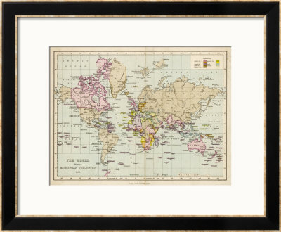 World Map Showing The European Colonies by F.S. Weller Pricing Limited Edition Print image