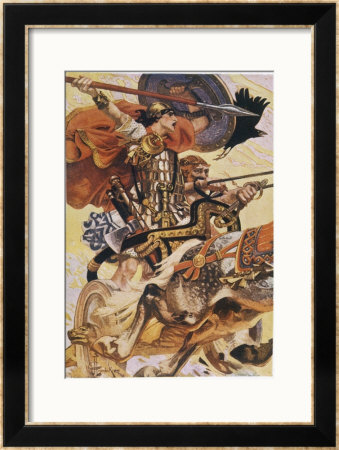 Cuchulain (Cu Chulainn) Rides His Chariot Into Battle by Joseph Christian Leyendecker Pricing Limited Edition Print image