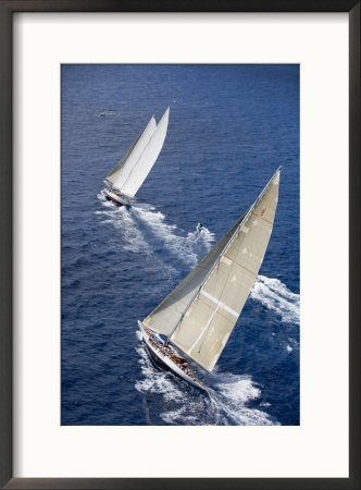 Aerial View Of J-Class Cutter Ranger In The Antigua Classic Yacht Regatta, Antigua & Barbuda by Holger Leue Pricing Limited Edition Print image