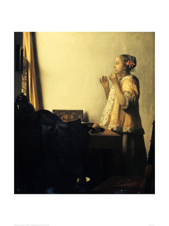 Young Lady With A Pearl Necklace by Johannes Vermeer Pricing Limited Edition Print image