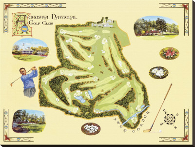 Golf Course Map: Augusta by Bernard Willington Pricing Limited Edition Print image