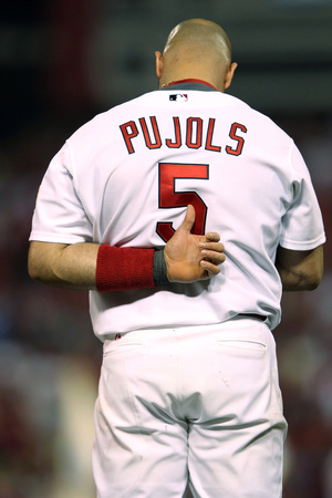 St Louis, Mo - October 28: Albert Pujols To Sign With Angles by Jamie Squire Pricing Limited Edition Print image