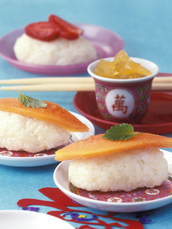 Fusion Food: Sweet Rice Sushi And Candied Ginger Cubes by Achim Deimling-Ostrinsky Pricing Limited Edition Print image