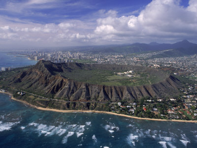Aerial Of Diamond Head, Honolulu, Hi by Mick Roessler Pricing Limited Edition Print image