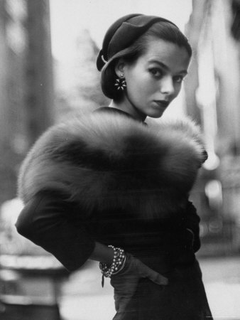 Lady Modeling A Shoulder Lei Of Natural Red Fox, Selling For $165 by Gordon Parks Pricing Limited Edition Print image
