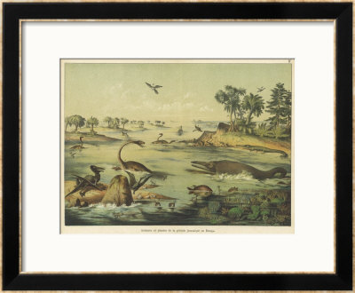Animals And Plants Of The Jurassic Era In Europe by Ferdinand Von Hochstetter Pricing Limited Edition Print image