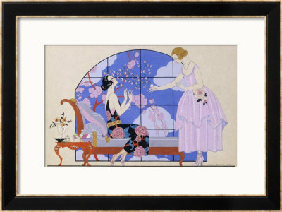 Two Ladies In A Salon, 1924 by Georges Barbier Pricing Limited Edition Print image