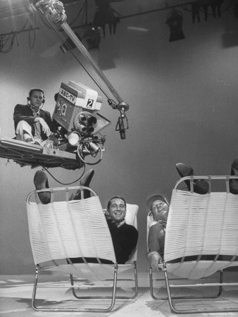 Singers Bing Crosby And Perry Como Relaxing During Rehearsals For A Tv Show by Ralph Crane Pricing Limited Edition Print image