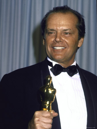 Actor Jack Nicholson Holding His Oscar In Press Room At Academy Awards by David Mcgough Pricing Limited Edition Print image