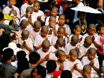 Novice Monks During Songkran Festival, Chiang Mai, Thailand by Alain Evrard Pricing Limited Edition Print image