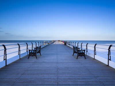 Victorian Pier At Saltburn By The Sea On A Sunny Winter's Day, North Yorkshire, Yorkshire, England, by Lizzie Shepherd Pricing Limited Edition Print image