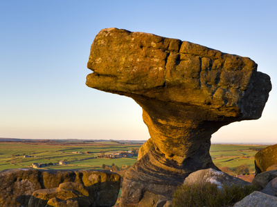 The Druids Table Millstone Grit Rock Formation At Brimham Rocks On The Edge Of The Yorkshire Dales, by Lizzie Shepherd Pricing Limited Edition Print image