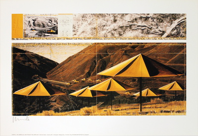 The Umbrellas, Joint Project For Japan-Usa, Japan Site (Yellow) by Christo Pricing Limited Edition Print image