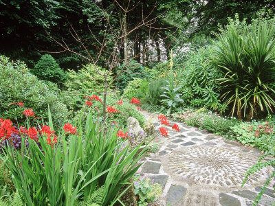 Slate & Cobble Path Through Summer Border Pinsla Garden, Cornwall by Mark Bolton Pricing Limited Edition Print image