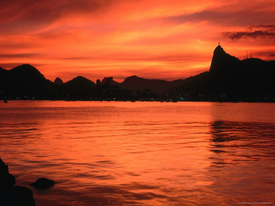 Corcovado Mountain And Cristo Redentor Statue On Botafogo Bay, Rio De Janeiro, Brazil by John Pennock Pricing Limited Edition Print image