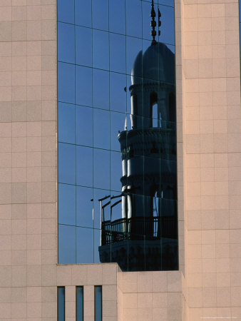 New Mosque Reflected In Batelco Building, Manama, Bahrain by Chris Mellor Pricing Limited Edition Print image