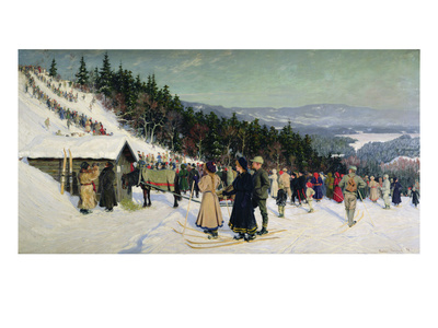 Ski Competition In Fjelkenhill, 1898 (Oil On Board) by Gustav Wentzel Pricing Limited Edition Print image