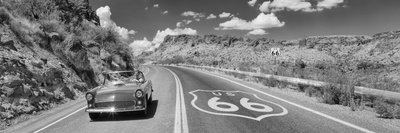 Vintage Car Moving On The Road, Route 66, Arizona, Usa by Panoramic Images Pricing Limited Edition Print image