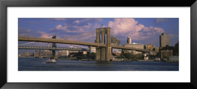 Boat In A River, Brooklyn Bridge, East River, New York City, New York, Usa by Panoramic Images Pricing Limited Edition Print image