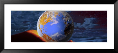 Human Hand Holding A Model Of The Earth by Panoramic Images Pricing Limited Edition Print image