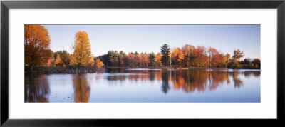Trees In Autumn Along A Lake, Canterbury, New Hampshire, England by Panoramic Images Pricing Limited Edition Print image