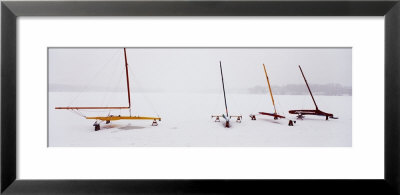 Ice Boats On The Frozen Lake, Michigan, Usa by Panoramic Images Pricing Limited Edition Print image