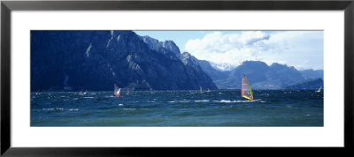 Windsurfing On A Lake, Lake Garda, Italy by Panoramic Images Pricing Limited Edition Print image