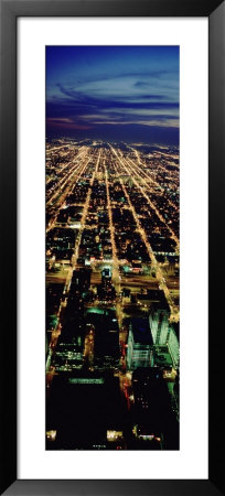 Building In A City Lit Up At Night, Chicago, Illinois, Usa by Panoramic Images Pricing Limited Edition Print image