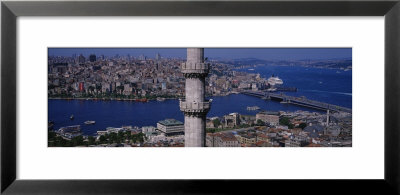 Minaret With Bridge Across The Bosphorus In The Background, Istanbul, Turkey by Panoramic Images Pricing Limited Edition Print image