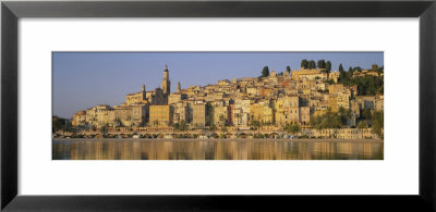 Buildings On The Waterfront, Eglise St-Michel, Menton, France by Panoramic Images Pricing Limited Edition Print image