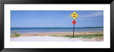 Road At A Waterfront, Lake Michigan, Traverse City, Michigan, Usa by Panoramic Images Pricing Limited Edition Print image