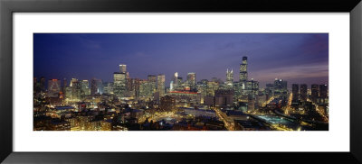High Angle View Of Buildings Lit Up At Dusk, Chicago, Illinois, Usa by Panoramic Images Pricing Limited Edition Print image