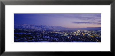 Aerial View Of A City At Dusk, Salt Lake City, Utah, Usa by Panoramic Images Pricing Limited Edition Print image